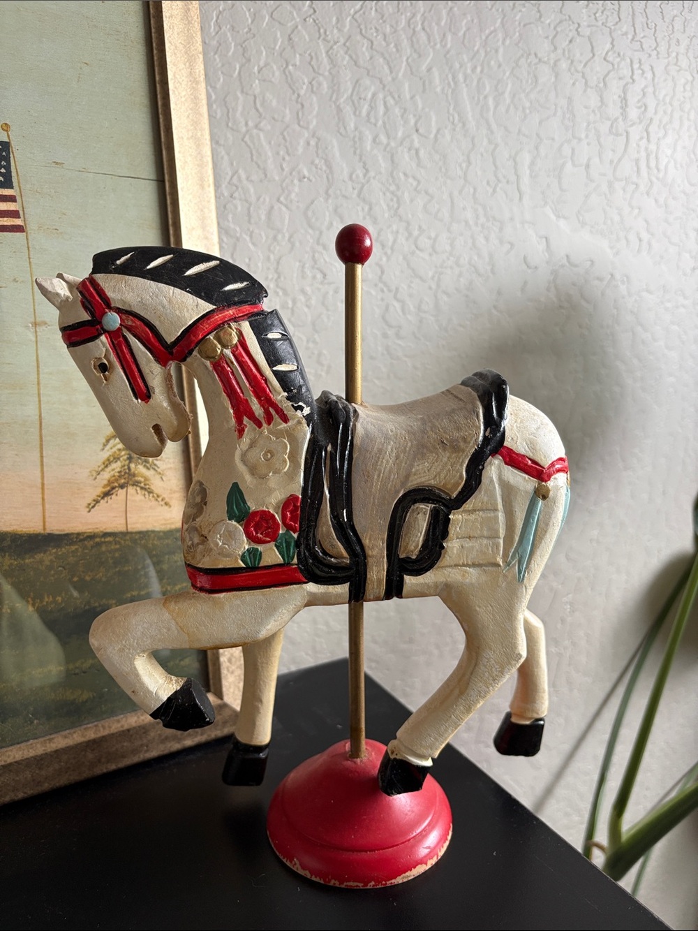 Vintage Wood Folk Carousel Horse